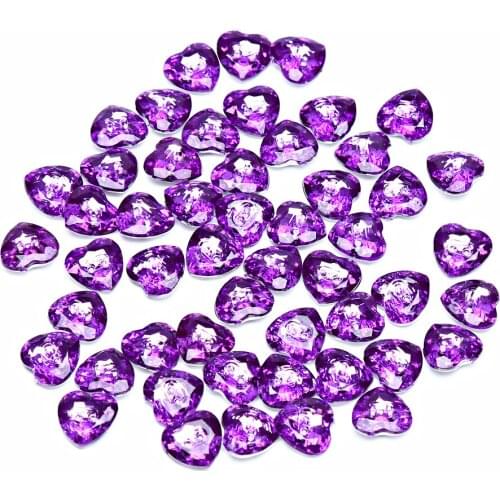 500pcs 12x13mm Purple Heart Shiny Buttons Acrylic Sliver Plated Button Embellishments Scrapbooking Wedding Cardmaking