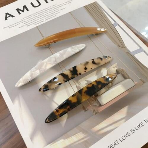 Retro Automatic Spring Hair Ornament Clip Acetate Geometric Hair Clips Willow Leaf Ponytail Clip Sweet Long Hairpins Barrettes