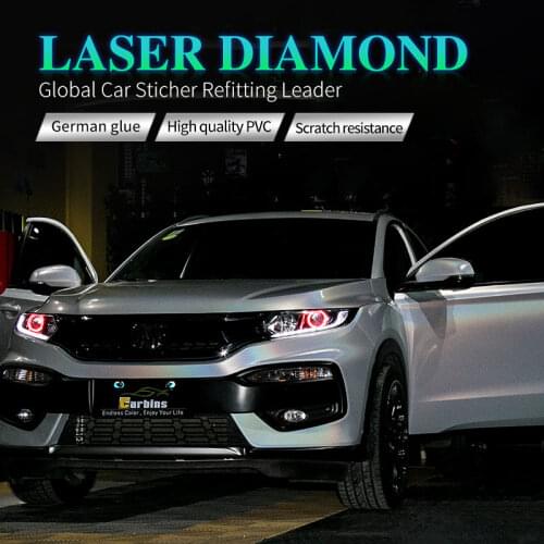 CARBINS Laser Diamond Holographic White Car Vinyl Wraps Sticker