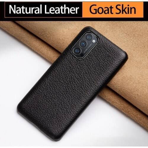 Genuine Leather Phone Case For OPPO Reno 4 3 R17 R15 Pro Luxury Natural Goat Skin Back Cover Natural Sheep Skin Funda Capa