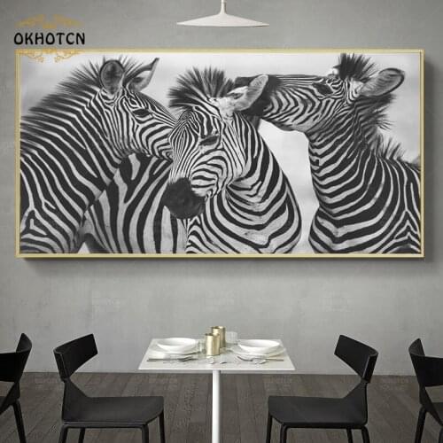 Black and White 3 Zebra Picture Modern Home Decor Nordic Canvas Painting Wall Art Print Lovely Animal Poster for Nordic Bedroom
