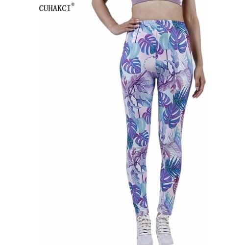 CUHAKCI Beautiful Pineapple Leaves Womens For Leggins Slim Stretch Trousers Leggings Elastic Long Stretchy High Quaility Workout
