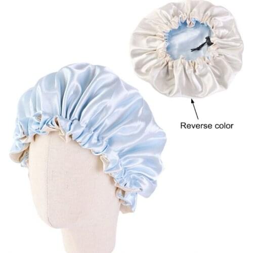 Kids Reversible Satin Bonnet Double Layer Adjustable Size Sleep Night Cap Bonnet Hat