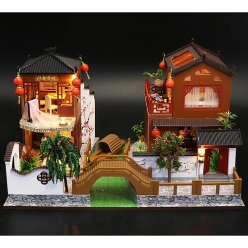 Diy Miniature Dollhouse Kit Chinese Style Wooden House Model Christmas Goods New Year Gift Kids Toys Adult Doll House Furniture