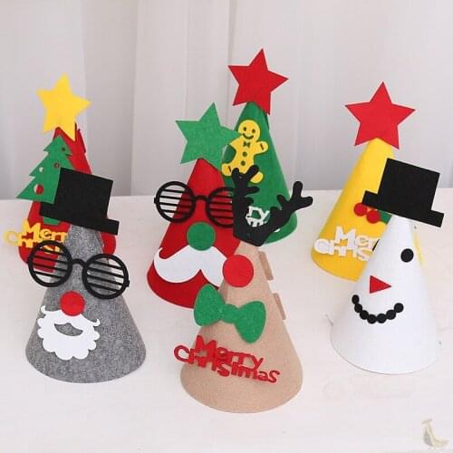 Home Diy Christmas Hat Santa Claus Elk Cartoon Felt Kids Party Hat Christmas Decorations Accessories Children Diy Craft