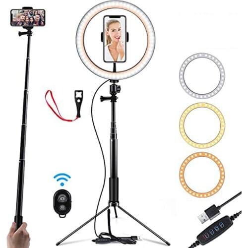 6" 10'' Dimmable LED Ring Light Lighting Photo Stand Studio Camera Selfie Live Lamp Tripod Kit Aluminum Alloy