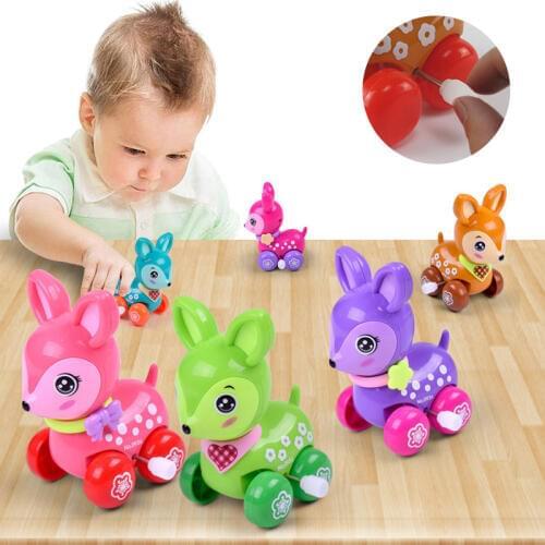 Cute Cartoon Animal Deer Wind Up Toys Colorful Clockwork Spring Newborn Toys Running Toy For Kids Baby Gift