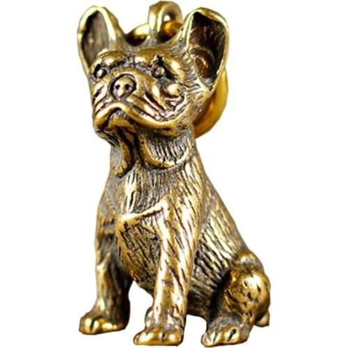 Mini SharPei Dog Casting Animal Figurine Retro Style Metal Sculpture Home Office Room Desktop Decoration Collect Ornaments Gift