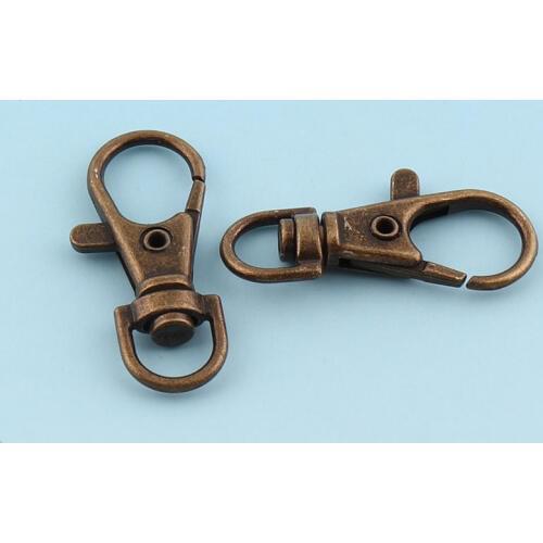 Mini Swivel Clasp 20pcs 35mm Antique brass Lanyard clasp Metal Lobster Clasp key chains Snap Hook Large Purse leash clasp