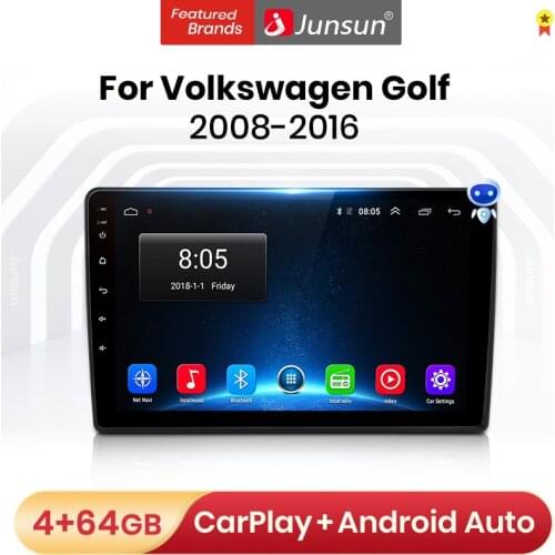 Junsun V1 Pro 4G Android 10.0 4G+64G Car Radio Multimedia Player For VW Volkswagen Golf 6 2008 - 2016 GPS Navigation no 2din dvd