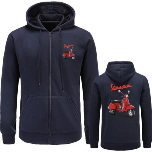 Mens Hoodies Sweatshirts Climbing Hiking Male Jackets Piaggio Scooter Sportwear Vintage Vespa Motorcycle Zipper Hooded Clothing