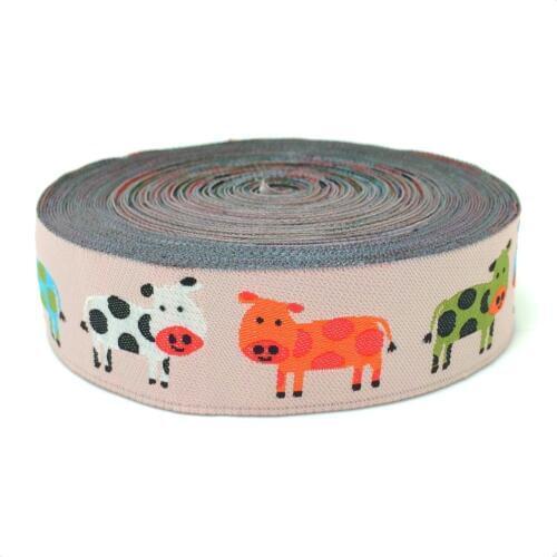 New wholesale 5/8 '(16 mmx10yards) 100% Polyester Woven Jacquard Ribbon Orange green blue and white cow lace KTZD15102815