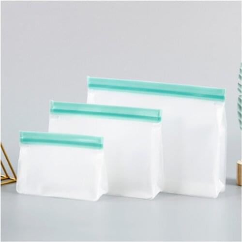 Food Storage Bag PEVA Containers Stand Up Fresh Bags Zip Silicone Reusable Lunch Fruit Leakproof Cup Freezer Vegetable Cup Bag