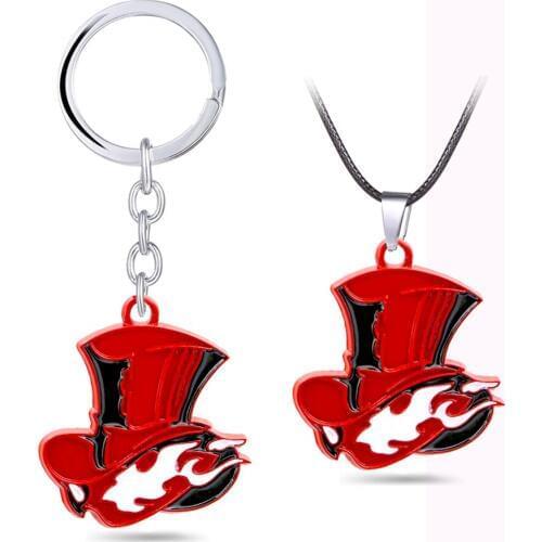 PERSONA Phantom Logo Keychain Metal Necklace P5 Link Chain Alloy Keyring Pendant Men Key Chain Toys Chaveiro Game Jewelry