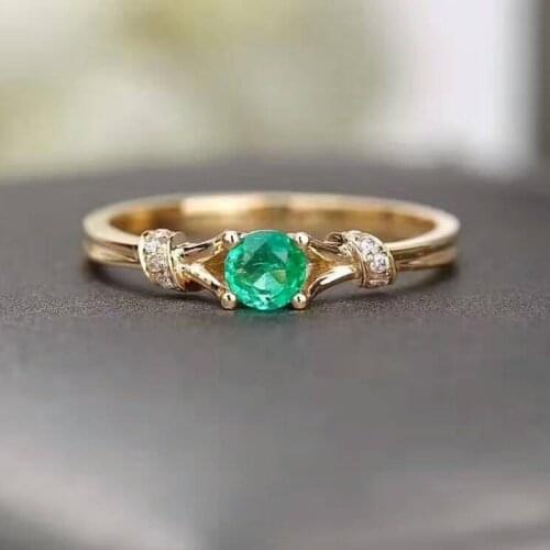 Popular Green Crystal Ring Elegant Simple Ladies Delicate Romantic Gift Factory Wholesale