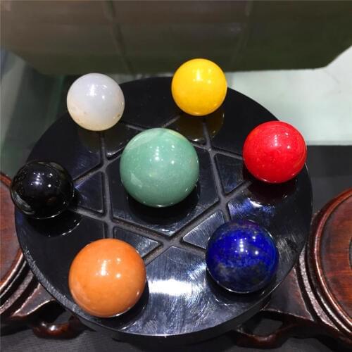 Drop shipping Natural seven chakra Crystal gemstone seven sphere set with base meditation reiki healing crystal array fengshui