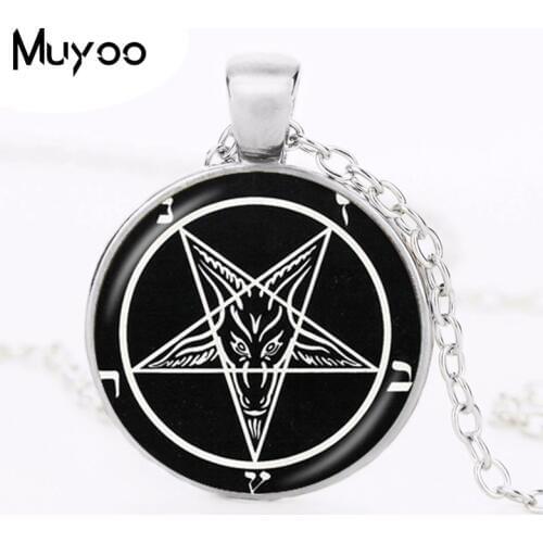 Satanic Baphomet Inverted Pentagram Pendant Gothic Necklace Goat Pendant Satanism Necklace Evil Occult Pentacle Jewelry HZ1