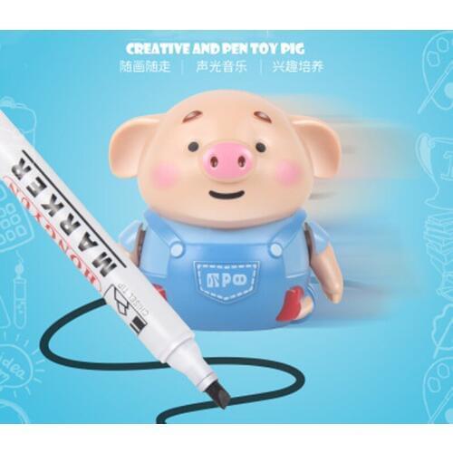 Net red pen line pig, pen line creative induction car, remote control car, childrens toys, cartoon dolls, Christmas gifts