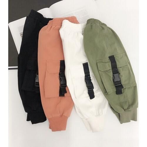 Baby Boys Pants Spring Autumn Casual Fashion Elastic Waist Pants for Boy Big Pocket Toddler Kids Harem Pants 1 2 3 4 5 6 Years