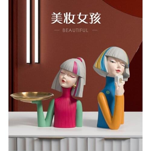 NORDIC MODERN MANY STYLE SIMPLE CREATIVE CUTE GIRL ART SCULPTURE LUCKY ANGEL CHARACTER STATUE RESIN CRAFTS DECORATIONS FOR HOME