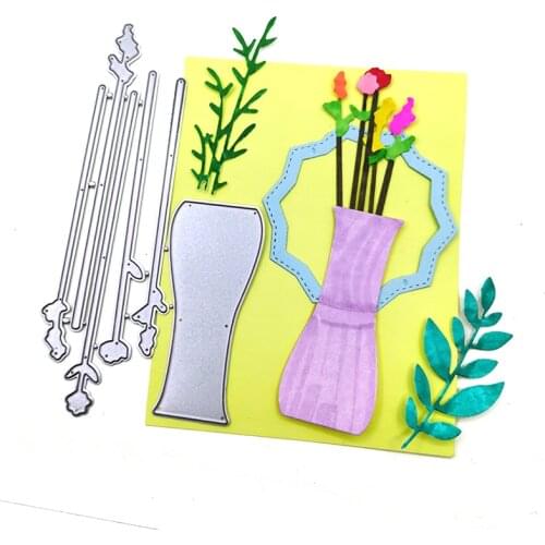 Julyarts Vase New Cut Die for 2021 Album Scrapbook Molds Carbon Steel Silver DIY Scrapbook Paper Album Embossing Stencil