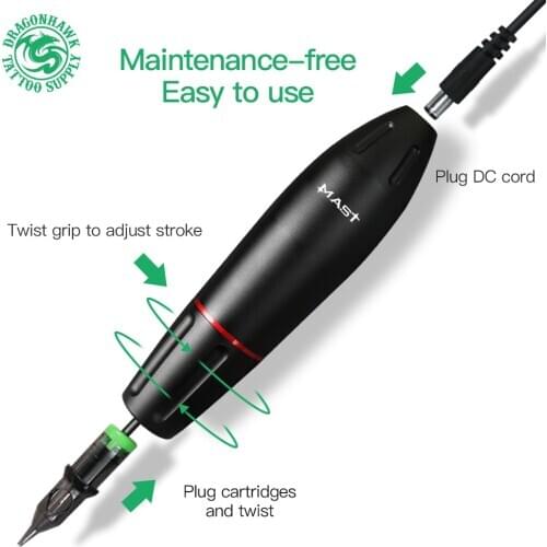 Dragonhawk Mast Tattoo Machine Rotary Makeup Machine Pen Gun Cartridge Needles Stable Work Tattoo Supplies Accessories