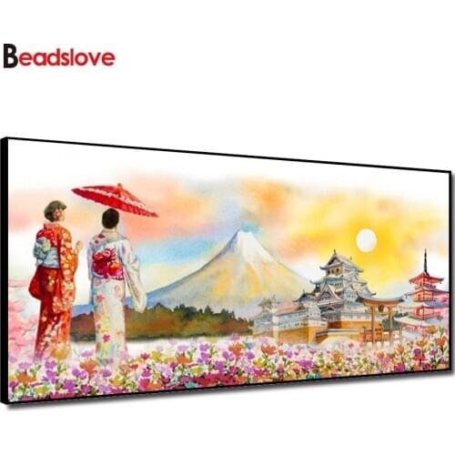 Japanese Scenery Fuji Mountain 5d diy diamond painting full square round mosaic cross stitch diamond embroidery iocn