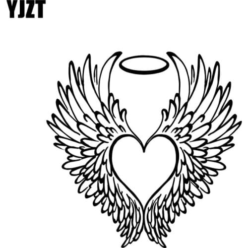 YJZT 14.5*14.5CM Angel Use Wings Make Heart Safely Car Sticker Silhoutte Design Decal Black/Silver Covering The Body C20-1511