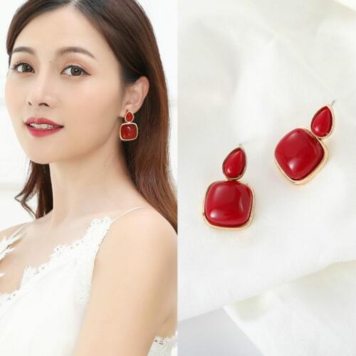 Korean Fashion Jewelry Retro Original Simple Wine Red Drop Earrings Bohemian Luxury Earrings Female Elegant Long Earrings
