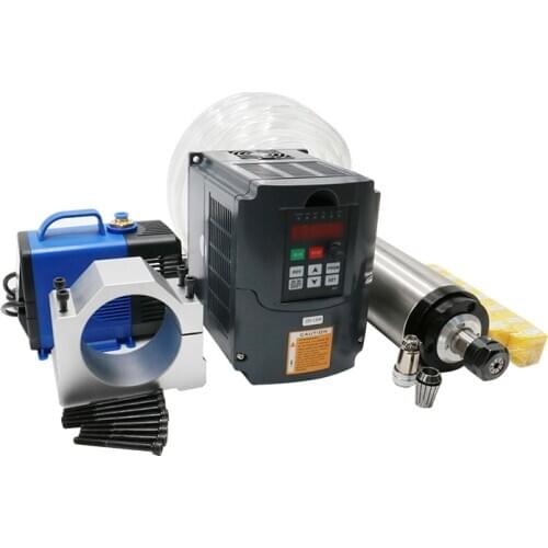2.2kw spindle water cooled kit er20 milling spindle motor +2.2KW VFD+ 80 clamp + water pump +13pcs ER20 for CNC Router