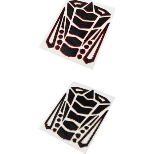 2 Sets PVC Glue Anti-Slip Tank Pad Knee Protectors Gas Stickers Tank Traction Pads Protector for Motorcycle Golden+Red 182x140mm
