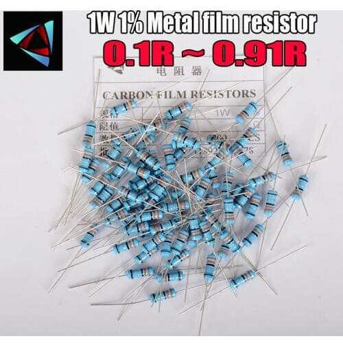 20pcs 1W Metal Film Resistor +-1% 1W 0.1 0.12 0.15 0.18 0.2 0.22 0.24 0.27 0.3 0.33 0.39 0.47 0.5 0.56 0.62 0.68 0.75 0.82 0.91