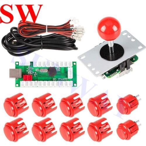 Arcade Joystick DIY Kits 4/8 Way 5Pin Cable Joystick Fighting Stick Push Buttons with New style USB Control Board for MAME