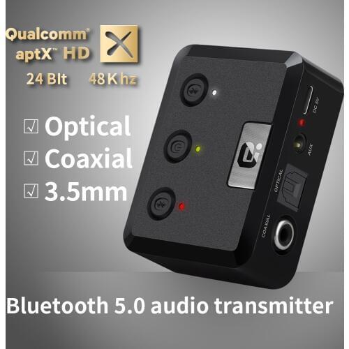APTX HD Bluetooth 5.0 Transmitter CSR8675 Audio Music Wireless USB Adapter 3.5mm AUX/Optical/SPDIF/Coaxial/RCA for TV PC MR275
