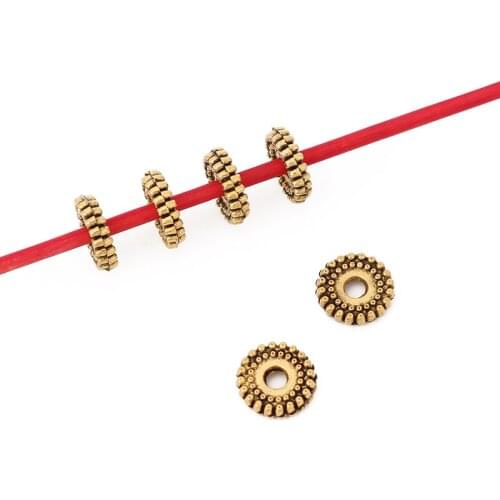 200 x Antique Gold Wheel Gear Metal Spacer Beads Charms for DIY Bracelet Jewelry Making Findings 2mm Hole