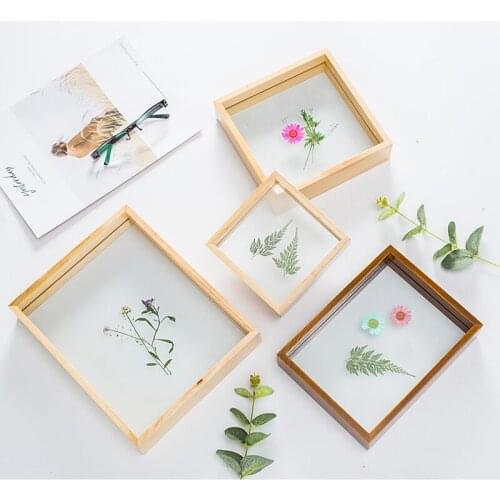 Wooden Art Photo Frame Vintage Decorative Photo Frame Plant Dried Flower Leaves Specimen Box Desktop Ornament Home Decor