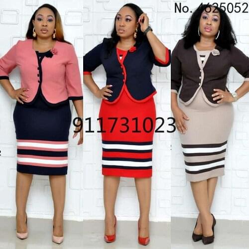 2021 Hot Sale African Turkey Style Plus Size Striped Printed Top And Dress Suit For Women