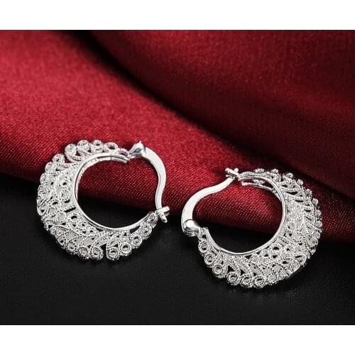 Hot Retro Charm 925 Sterling Silver drop Earrings for Women party Jewelry All-match Trend Hollow Carved Earrings Christmas Gifts