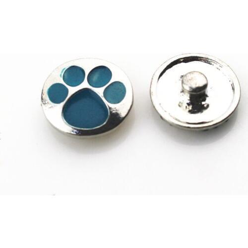Hot selling 10pcs Enamel Metal Dog Paw Snap Buttons fit 18mm Snap Bracelets Bangles Pendants Necklaces DIY Snap Jewelry