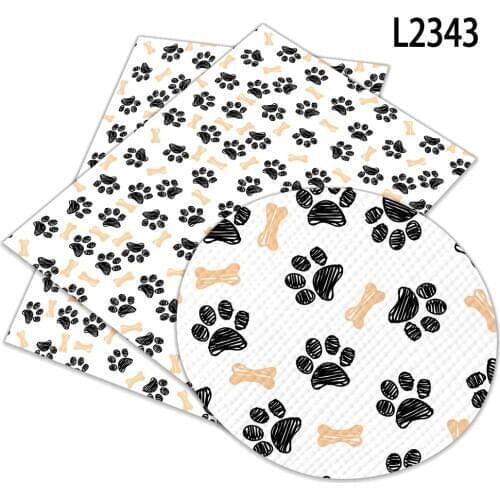 Dog Paw Cartoon Printed Faux Leather A4 22x30cm for DIY Bag Material Fabric L234