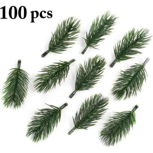 10pcs/Lot Artificial Pine Needles Simulation Plant Flower Arranging Accessories For Christmas Trees Decorative Flores