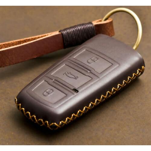 Leather Car Smart Key Fob Cover Case Keychain For Volkswagen Golf 4 5 6 7 MK7 Passat CC B6 B7 B8 Magotan R36 B5 B7L Car Styling