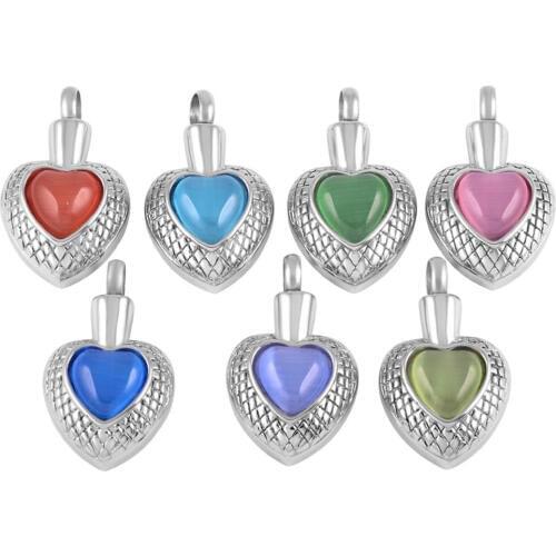 MJD9176 Stainless Steel Crystal Heart Mmorial Jewelry for Ashes Urn Pendant Necklace for pet/Human Being with Engraving