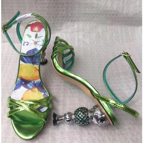 Fashion womens print high heeled sandals shoes 2019 summer ruways diamonds high heels pumps Real leather sandals EU35-41 BY690