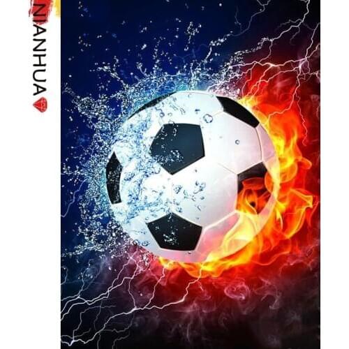 5D Diamond Painting Football Water And Flame Ball Mosaic Mosaic Kit Square Round Mural Handmade DIY Embroidery Gift Home