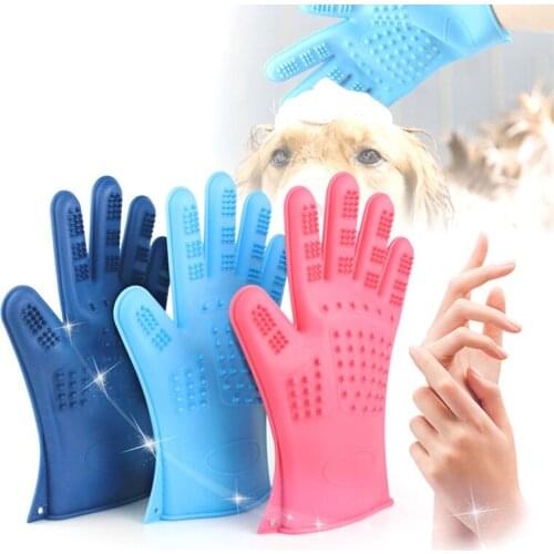 Pet gloves cat and dog hair massage waterproof bath silicone gloves cleaning supplies factory direct sales