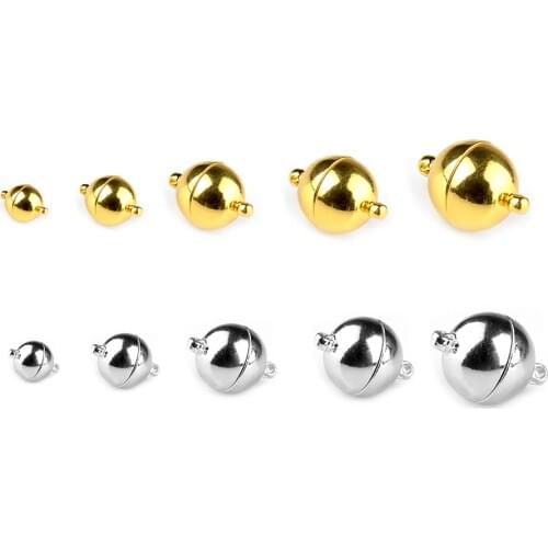 10pcs/lot 6 8 10 12 14mm Copper Round Ball Strong Magnetic Clasps Fit Bracelets Necklace End Clasp Connectors Jewelry Making