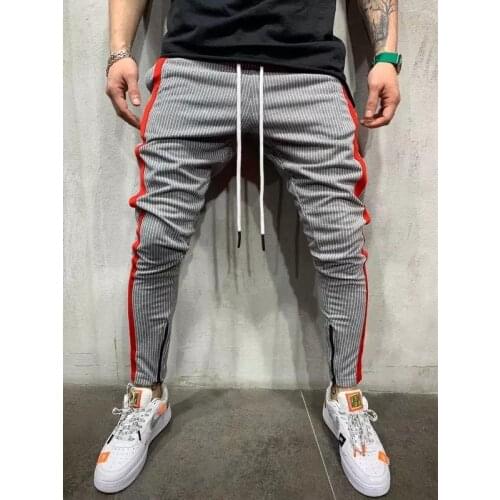 QNPQYX Check Trousers Mens Sweatpants Joggers Striped Patchwork Casual Drawstring Sweatpant Trouser Long Pants Casual Trousers