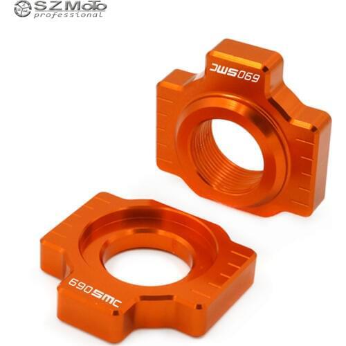 Chain Adjuster Regulator Swingarm Slider For KTM 690 SMC R 2012-2017 690SMC 2008-11 Motorcycle Accessories CNC Orange With Logo