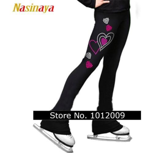 Nasinaya Figure Skating pants long trousers for Girl Women Training Competition Patinaje Ice Skating with short Fleece heart